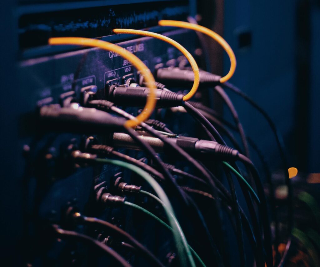 Ethernet Cables Plugged on a Server Rack